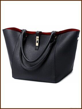 Large Waterproof Vegan Leather Bucket Tote Bag for Women Work Handbag